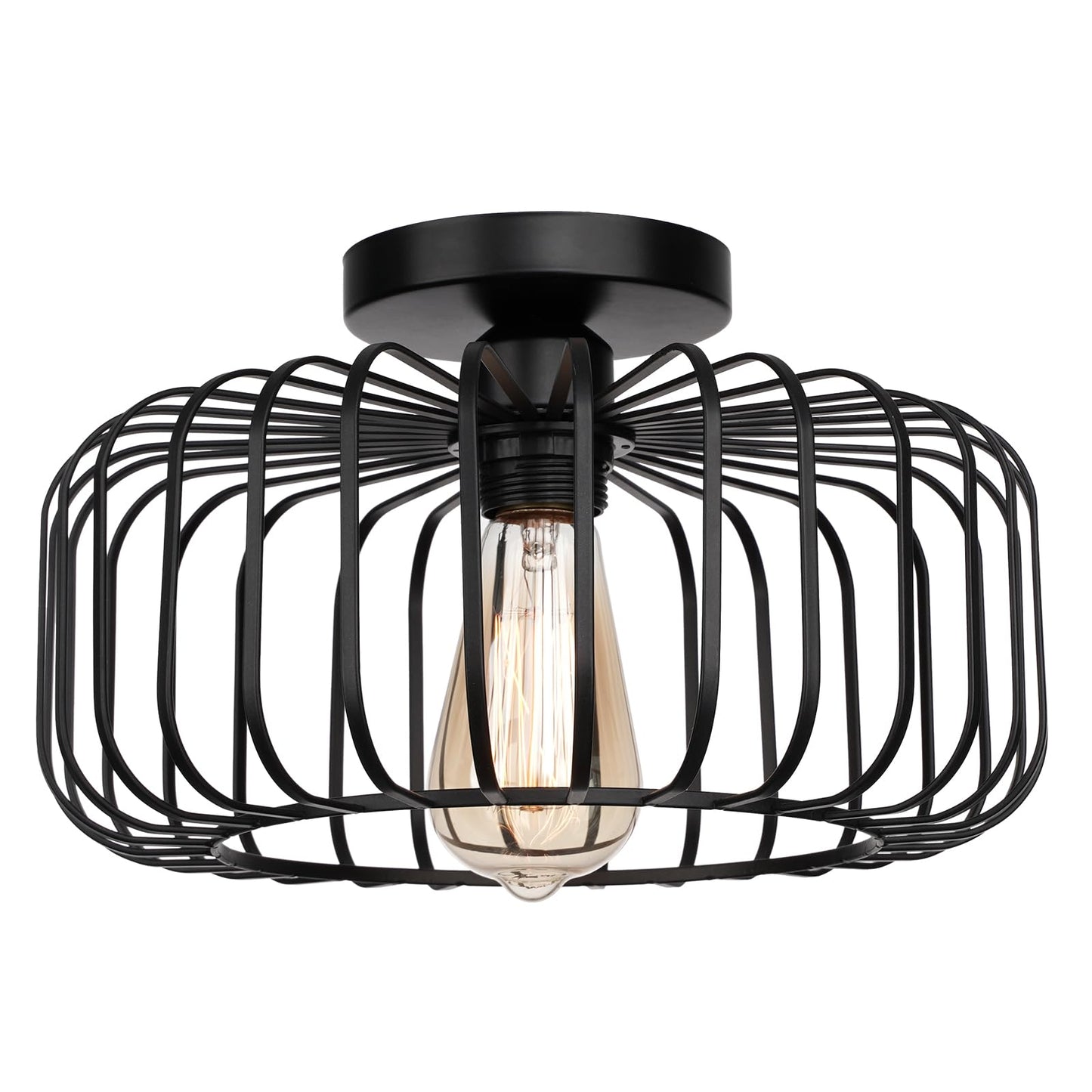 FRIDEKO HOME Deckenleuchte Schwarz,Modern Deckenlampe aus Metall E27-Fassung,1 Flammige Runde Lampenschirm Hängelampe für Küche Flur Wohnzimmer Schlafzimmer Esszimmer