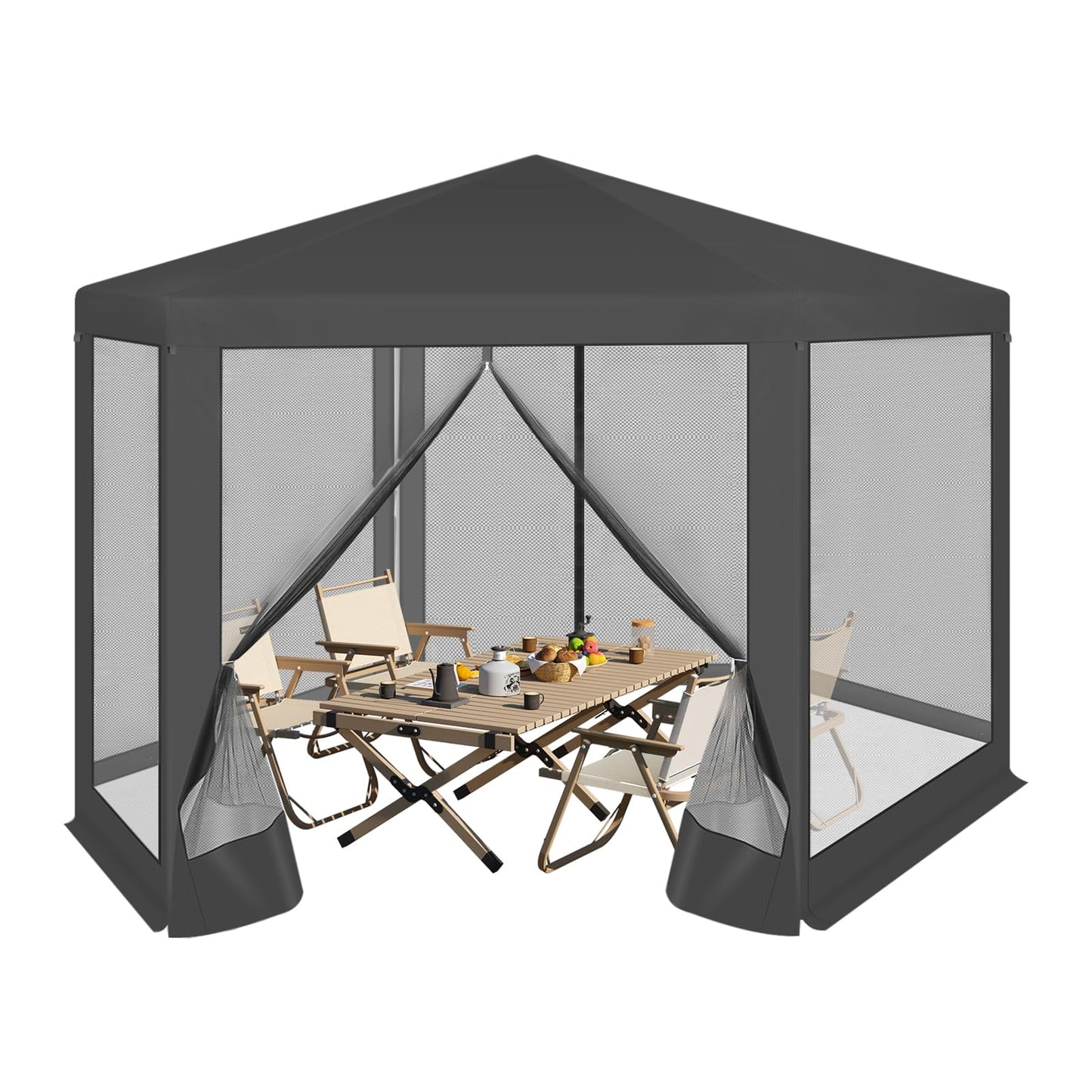 WOLTU Gazebo 3.8 x 3.3 m Square Garden Gazebo with Side Walls Mosquito Net Garden Arbour Metal Party Tent Easy Assembly without Tools for Garden Patio Yard Blue