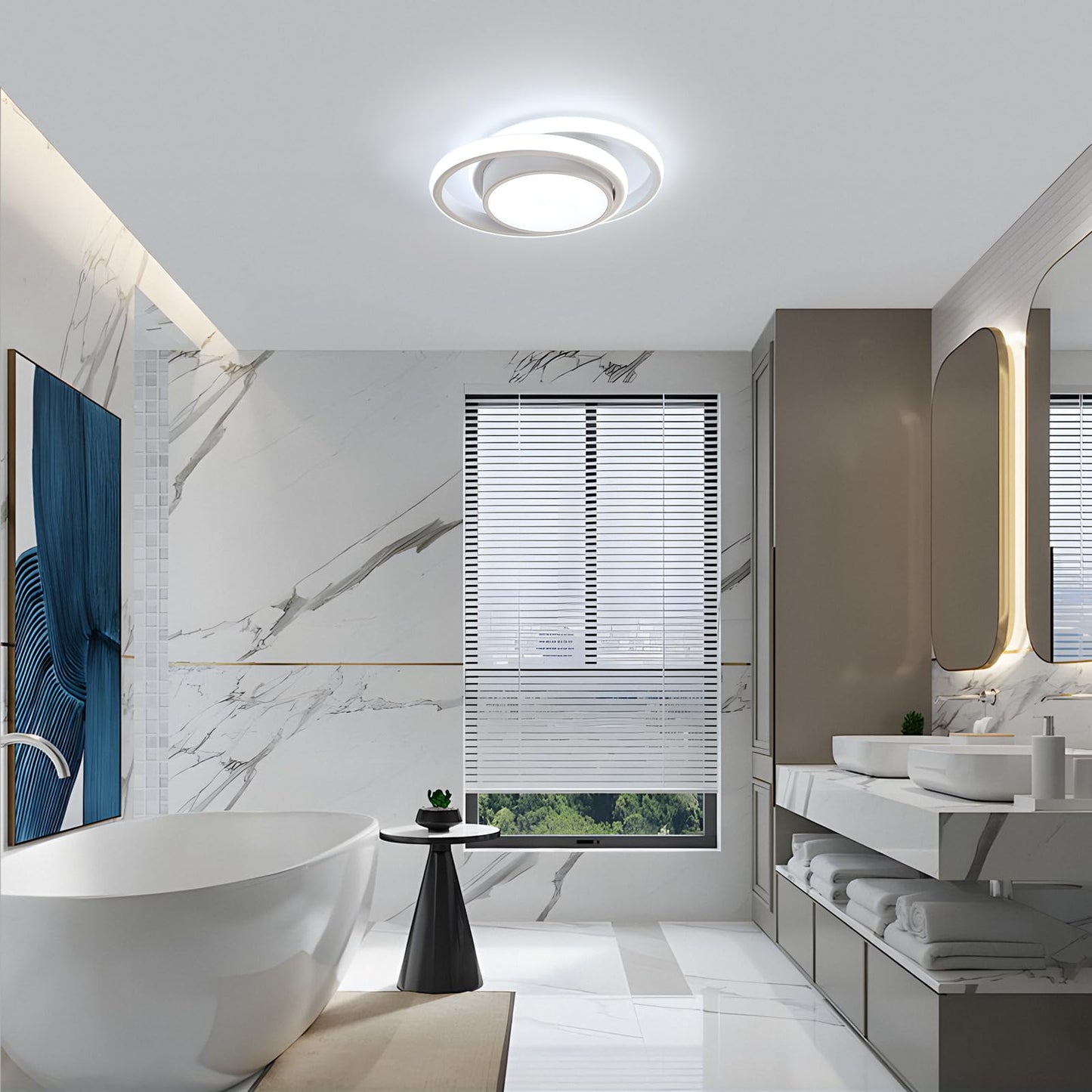 Comely LED Ceiling Lights, Pack of 2, 32 W, Round, 2350 lm, Modern, for Bedrooms, Bathrooms, Kitchens, Corridors, Balconies, 4500 K Neutral Light, Diameter 280 mm