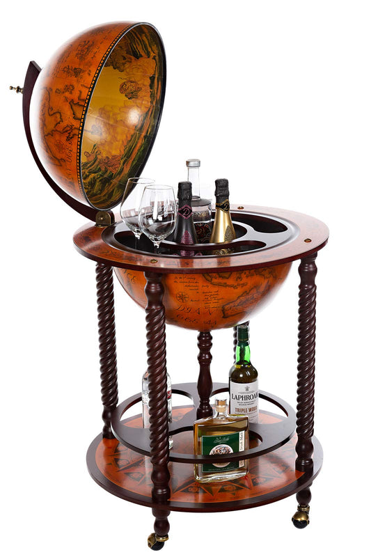 Birendy, giant globe design bar trolley with a lid and wheels