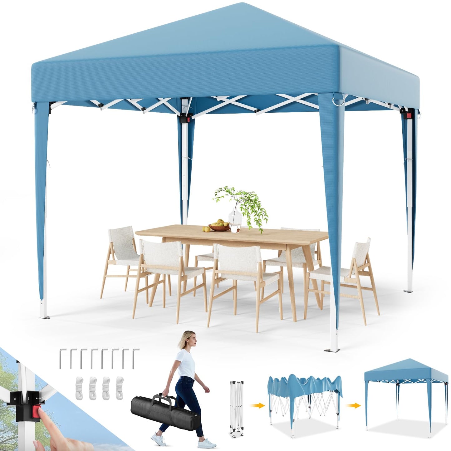 Devoko Gazebo, 3 x 6 cm, Waterproof, Stable, Winterproof, 3-Way Height Adjustment, Folding Gazebo, UV Protection 50+, Folding Gazebo with Carry Bag, for Garden, Outdoor, Camping, Beige