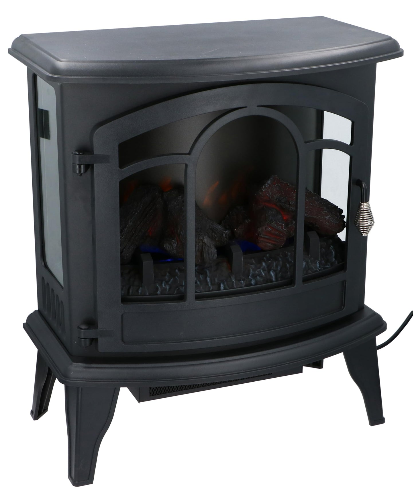 alpina Vicenza Electric Fireplace with Heater, Electric Heater 2000 W, Fireplace with Heater, Remote Control and Timer, Electric Stove with LED Flames, Freestanding, Black, 1800 W