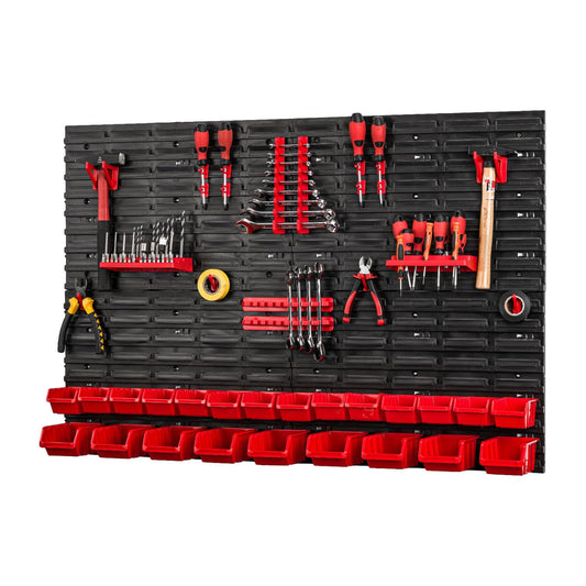 PAFEN Tool Wall with Stacking Boxes - 1152 x 780 mm - Storage System Wall Shelf for Garage Workshop Tool Holders with Perforated Wall Storage Rack Shed Rack Garage Organiser System Set 57 Pieces
