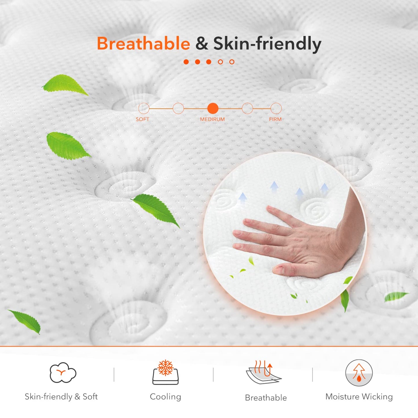 Sweetnight Mattress 160 x 190 cm, Pocket Spring Core Mattress with 7-Zones, Breathable, Orthopaedic, Height 20 cm, Hardness H4