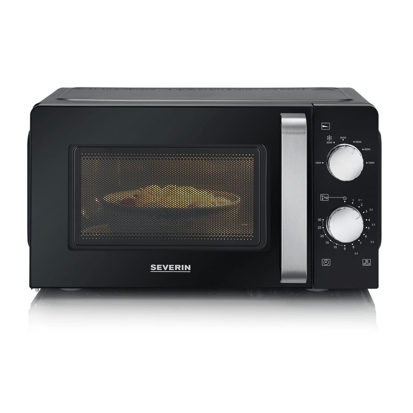 SEVERIN MW 9180 Solo, for Defrosting and Heating, Microwave Device with Turntable and 6 Power Levels, Design - Black Complete, 700 W, 19 L Capacity