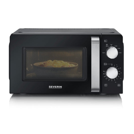 SEVERIN MW 9180 Solo, for Defrosting and Heating, Microwave Device with Turntable and 6 Power Levels, Design - Black Complete, 700 W, 19 L Capacity
