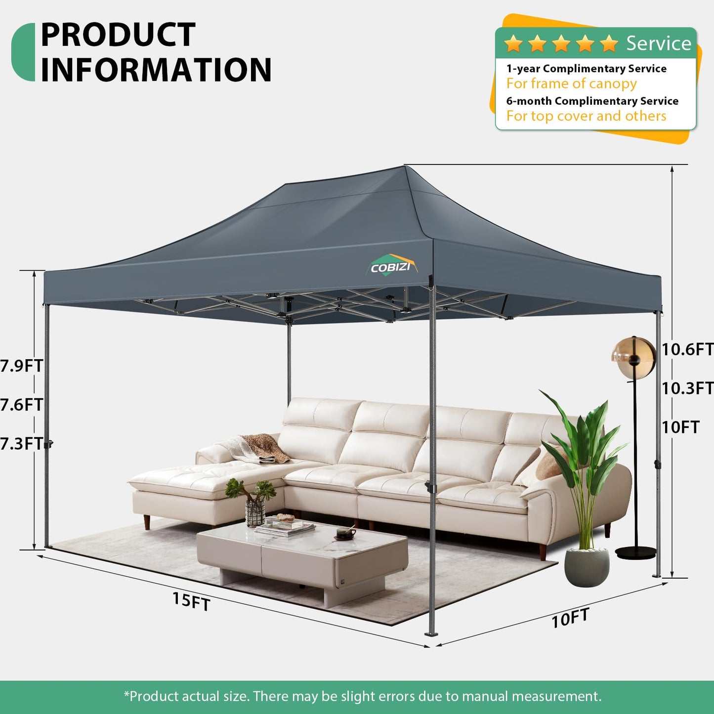 Tooluck Folding Gazebo, 3 x 4.5 m, Waterproof, Stable, Outdoor, Garden Party Tent, UV Protection 50+, with 4 Side Panels, Grey