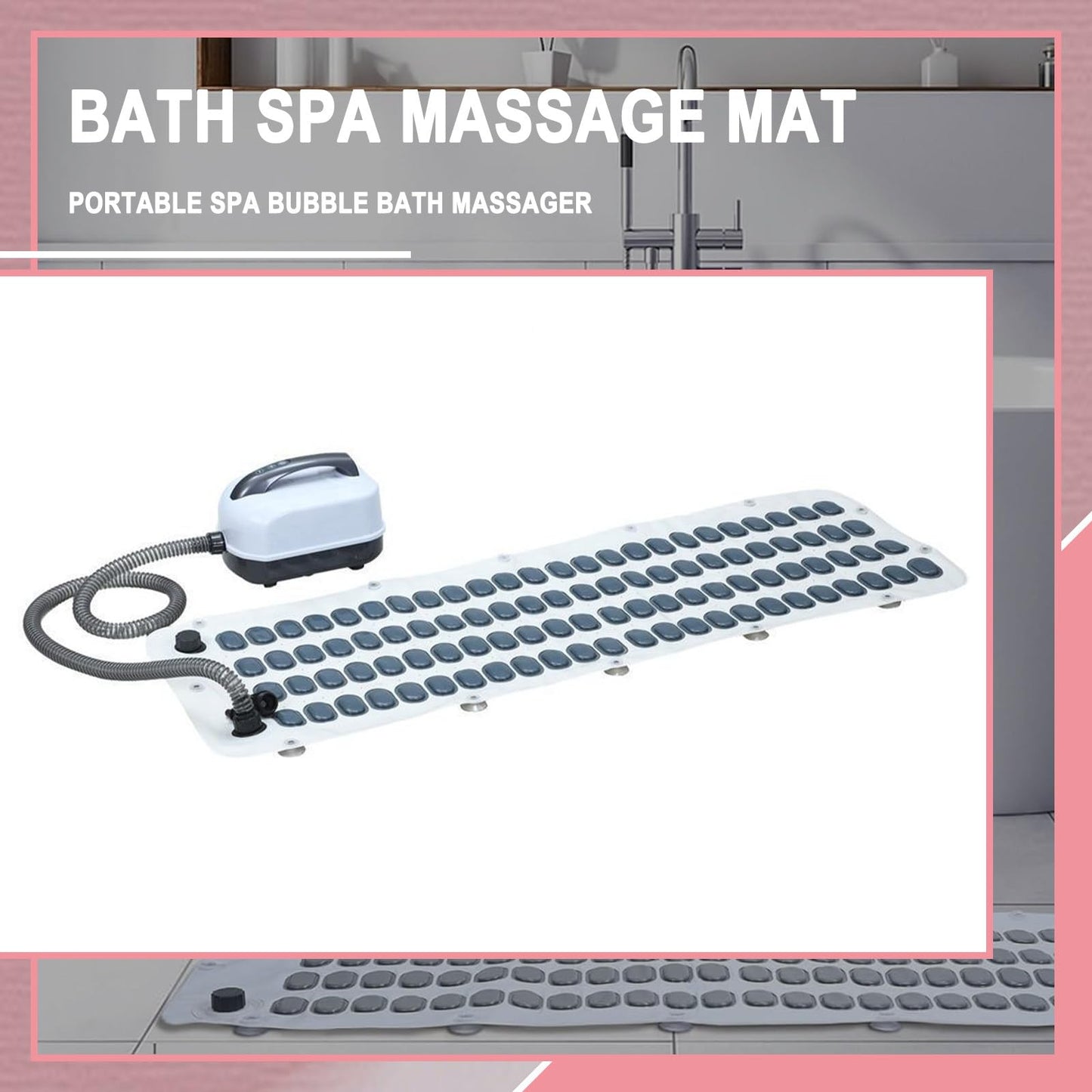 Air Bubble Bath with 6 Intensity Levels, Whirlpool Mat for Bathtub, Spa Experience at Home, Wellness Massager, 124 cm