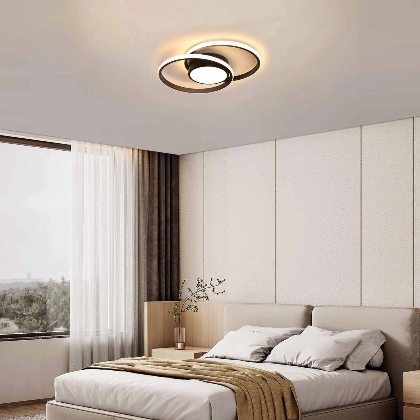 Comely LED Ceiling Lights, Pack of 2, 32 W, Round, 2350 lm, Modern, for Bedrooms, Bathrooms, Kitchens, Corridors, Balconies, 4500 K Neutral Light, Diameter 280 mm