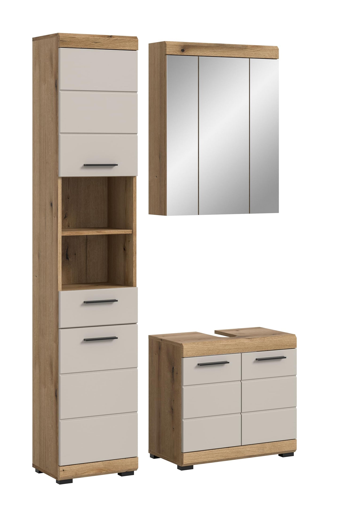 Badezimmer Scout X06B2723 Wall-Mounted Cupboard Wide Cabinet in Front White High Gloss Body Smoke Silver Nb. Approx. 74 x 79 x 24 cm
