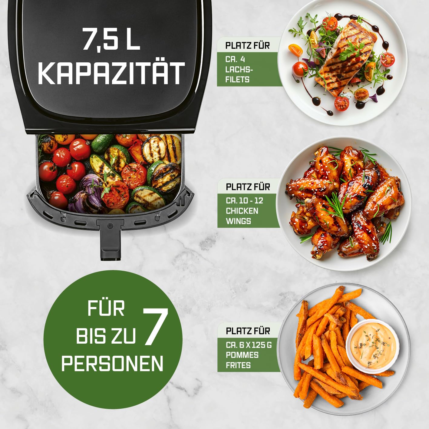 GOURMETmaxx Digitale Heißluftfritteuse 12 L, XXL-Edelstahl-Ofen | Airfryer + Timer, Touchdisplay, Drehspieß | fettarm, energiesparend frittieren | 10 Programme inkl. Pizza | 1800 W