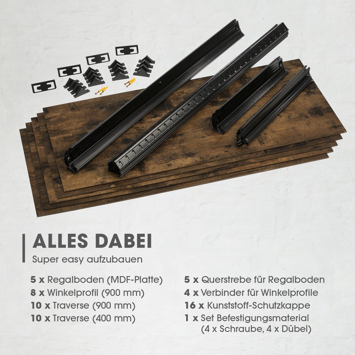 EASYmaxx Industrial Design Standing Shelf, 180 x 90 x 40 cm, Bookcase with 875 kg Load Capacity, Storage Shelf, 175 kg/Level, Stylish Shelf, 5 Adjustable Shelves for More Order in Living Room, Kitchen