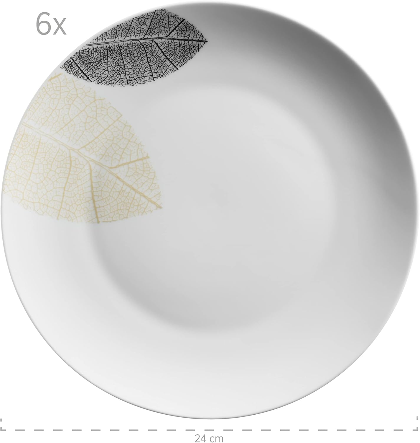 MÄSER 931215 Nicely Decorated Crockery Set for 6 People, 30-Piece Crockery Set with Rimless Shapes, Porcelain, White