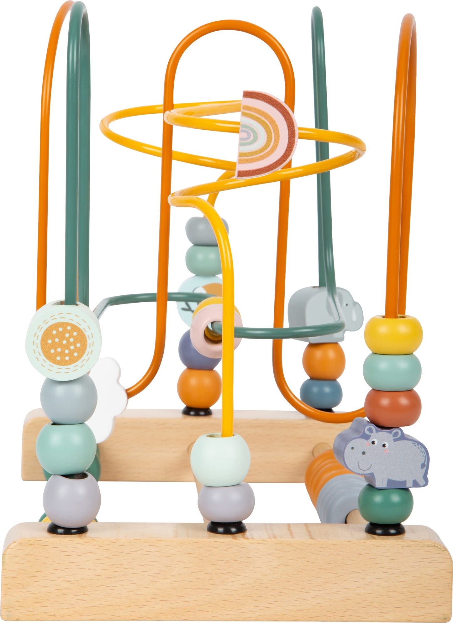 small foot Motorikschleife mit Wippe „Safari“, Holzspielzeug mit vielfältigen Spielfunktionen, ab 12 Monaten, 12459