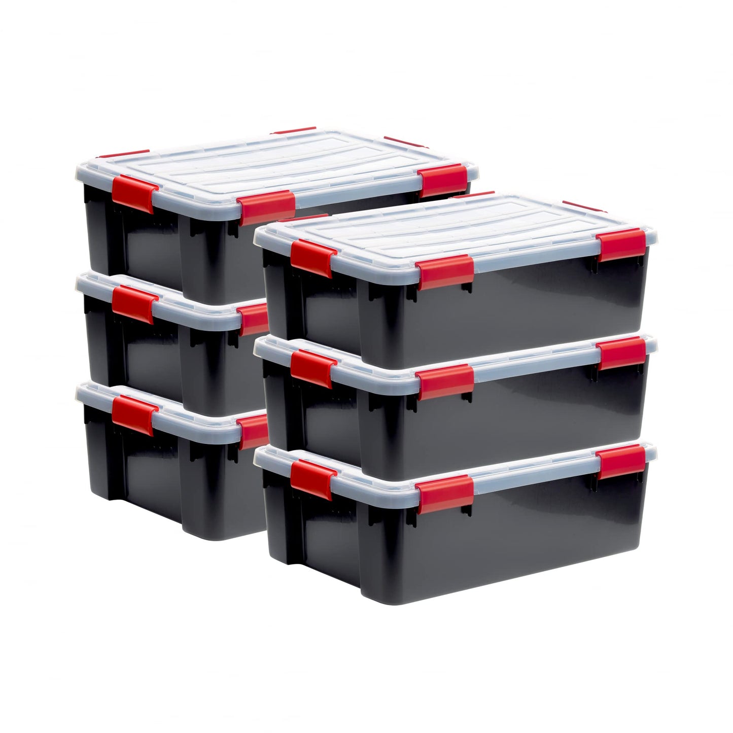 Iris Ohyama Airtight Plastic Storage Boxes with Lids, 20L, Set of 3, Black, Hermetic Waterproof Closure, Heavy Duty Snap Latches, Stackable, Dustproof, BPA-Free, DDAT-SD