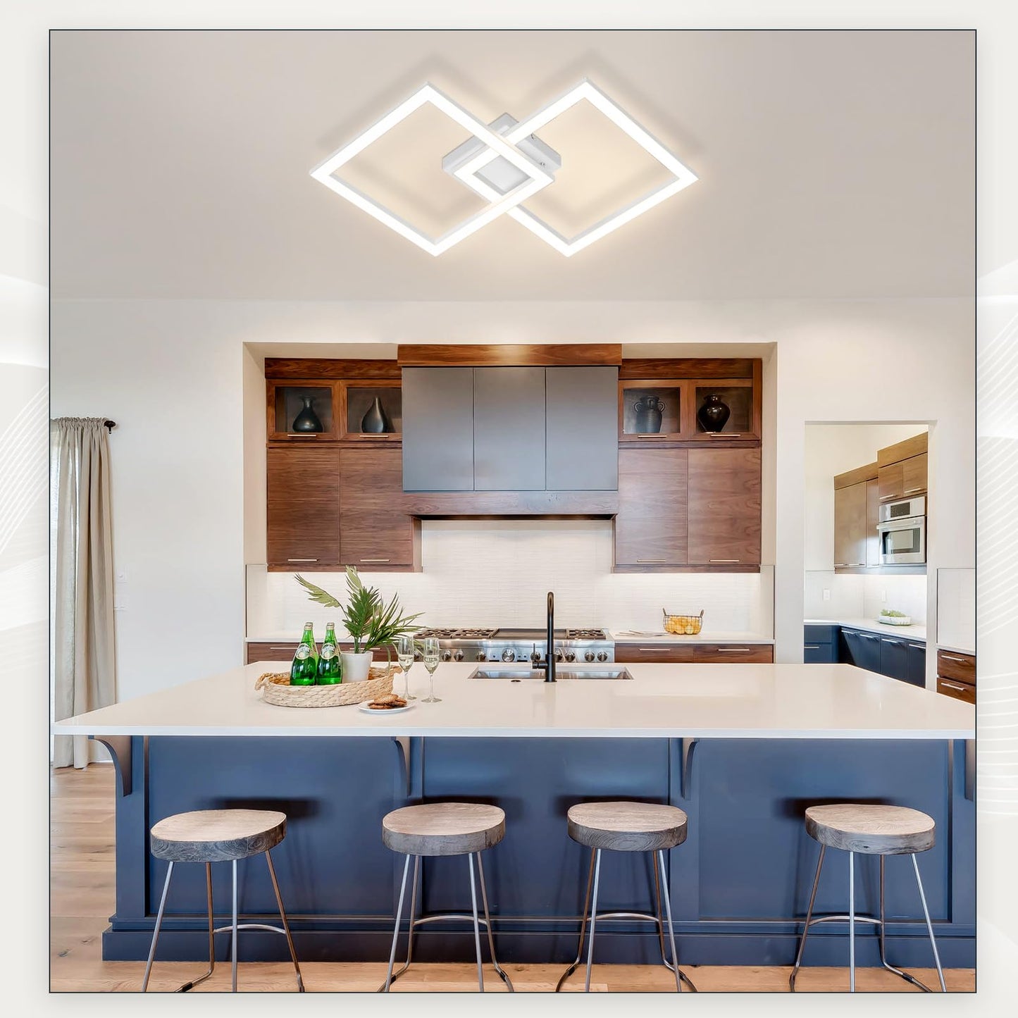 Homefire LED Ceiling Light, Kitchen, 24 W, Kitchen Lamp, Black, Living Room Lamp, Modern Design, Hallway Lamp, Warm White, Hallway, Bedroom Lamp, Square, for Living Room, Bedroom