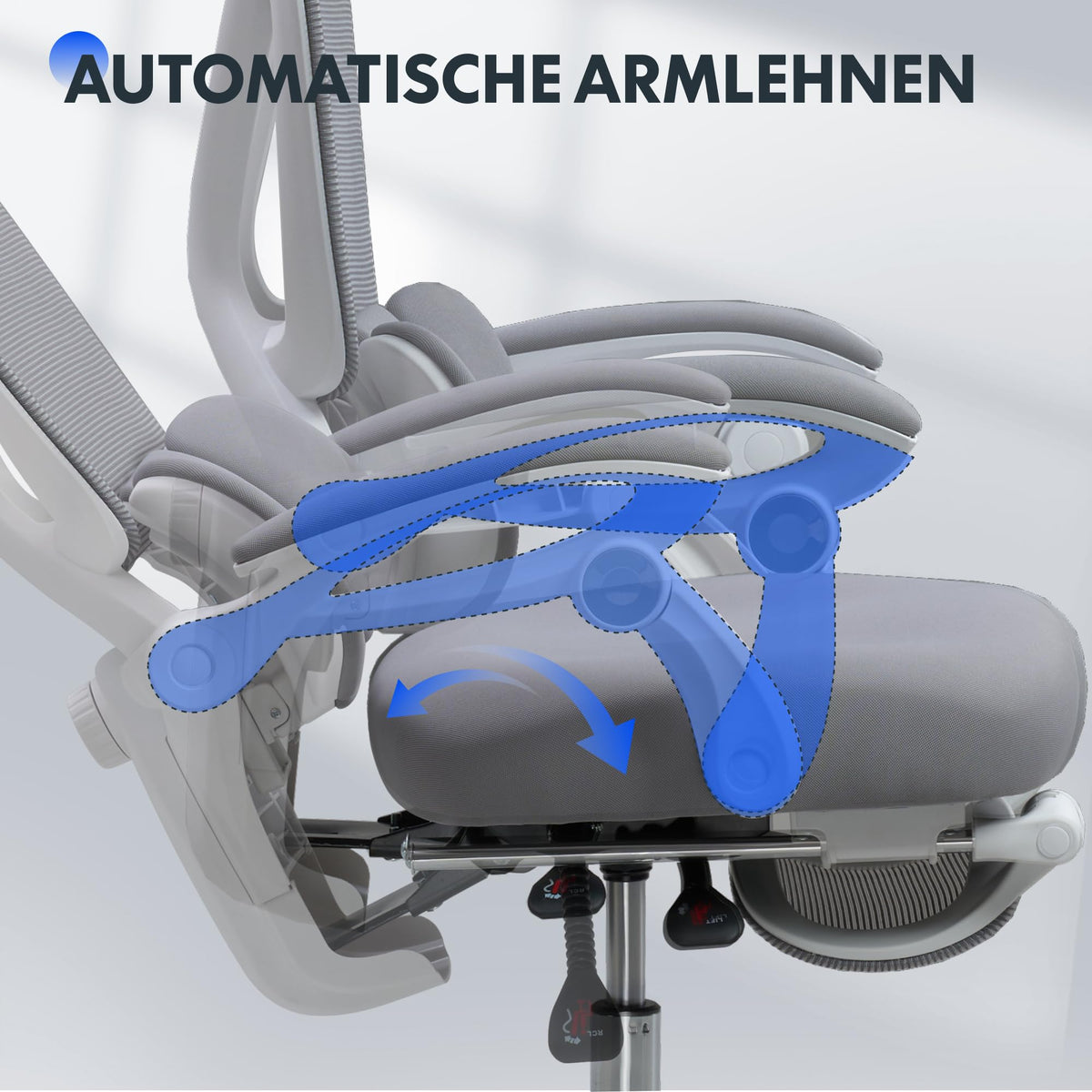 FLEXISPOT Ergonomic Office Chair, X-shaped Desk Chair with 135° Tilt, Coupled Armrests with Zoned Adjustable Lumbar Support, Swivel Chair with Footrest, 3D Headrest, White/Grey