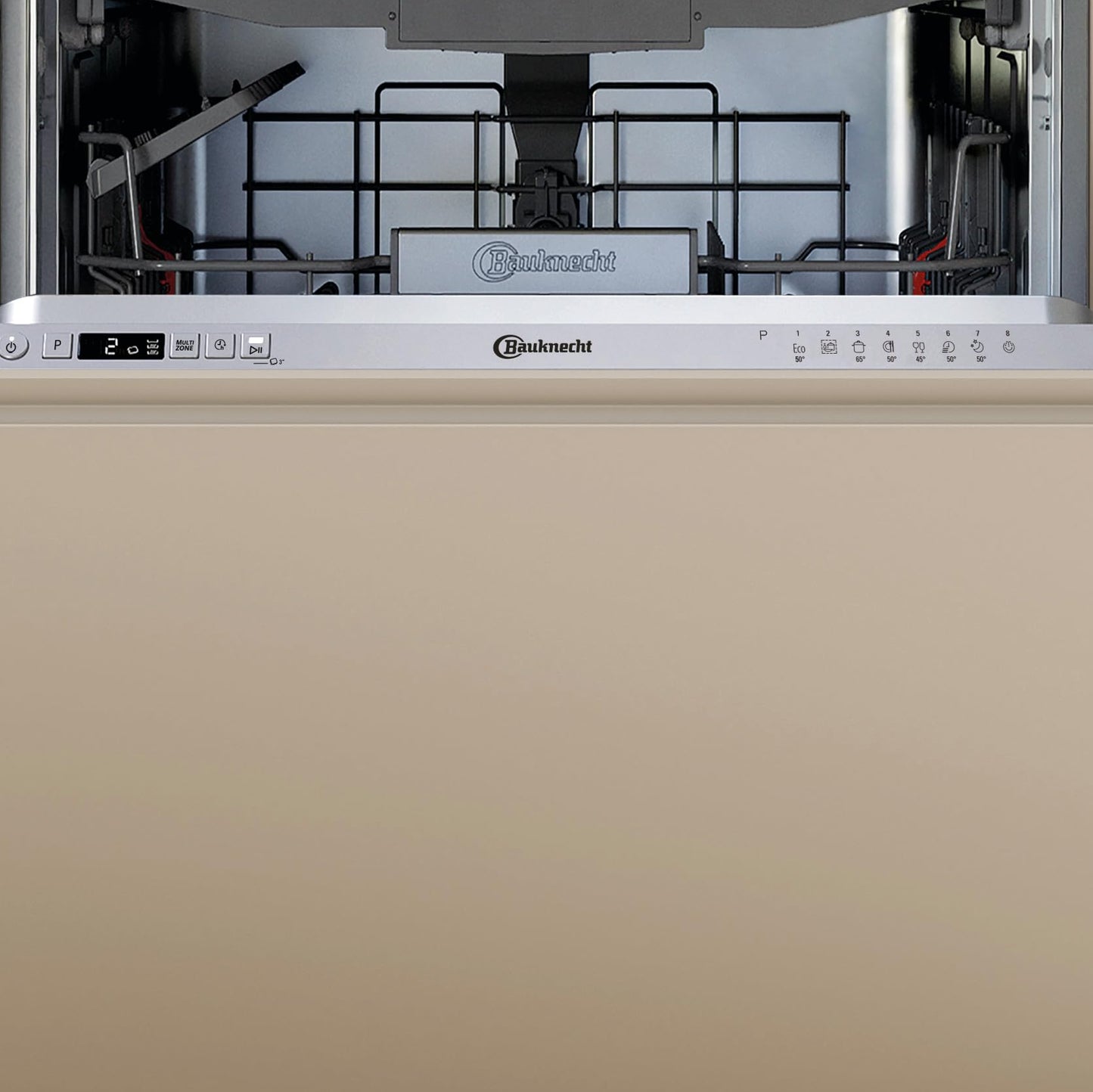 Bauknecht BK4UB14BN7A0X Undermount Dishwasher, 60 cm, ActiveDry Automatic Door Opening System, Delay Start, MultiZone, Separate Top or Bottom Basket Sink, Cutlery Drawer, Flexible Loading