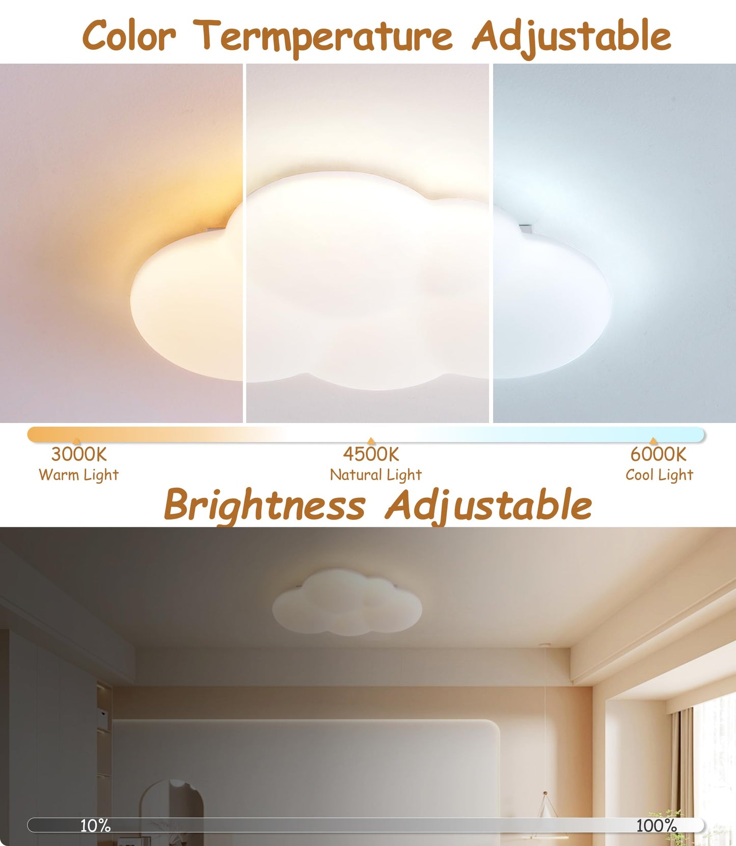 34 cm LED Ceiling Light Bedroom Wooden Children's Room Lamp Ceiling Star Children's Lamp Dimmable Ceiling Lamp for Children Lamp with Remote Control