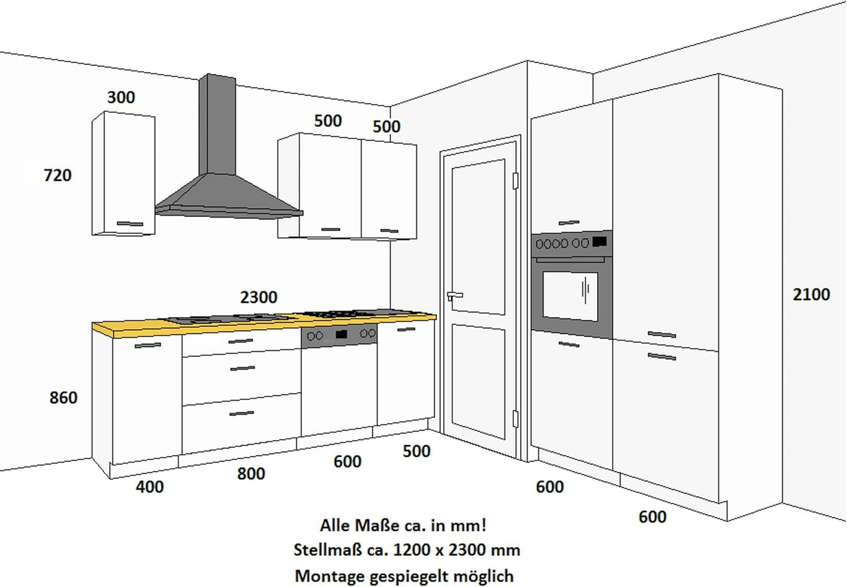 Stilo Country House Kitchen Unit 230 + 120 cm White