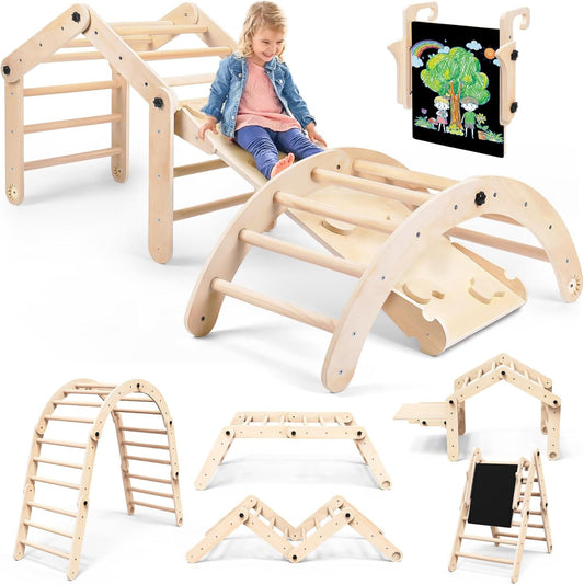 Indoor Climbing Frame, Climbing Triangle, Wooden Climbing Arch with Slide Indoor, Climbing Baby Children's Slide, Indoor Climbing Frame Children, Montessori Climbing Frame, Pikler Triangle Climbing