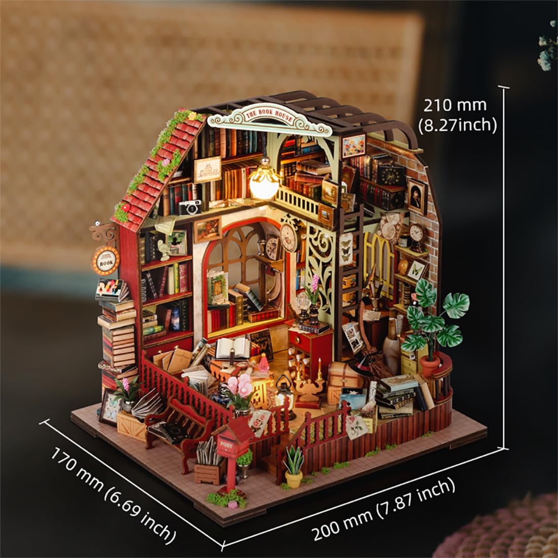 UINOFER DIY Greenhouse Wood, Miniature Garden House Building with Furniture, Creative Construction Kit Adults, Model Kit for Adults and Children - Hanging Garden