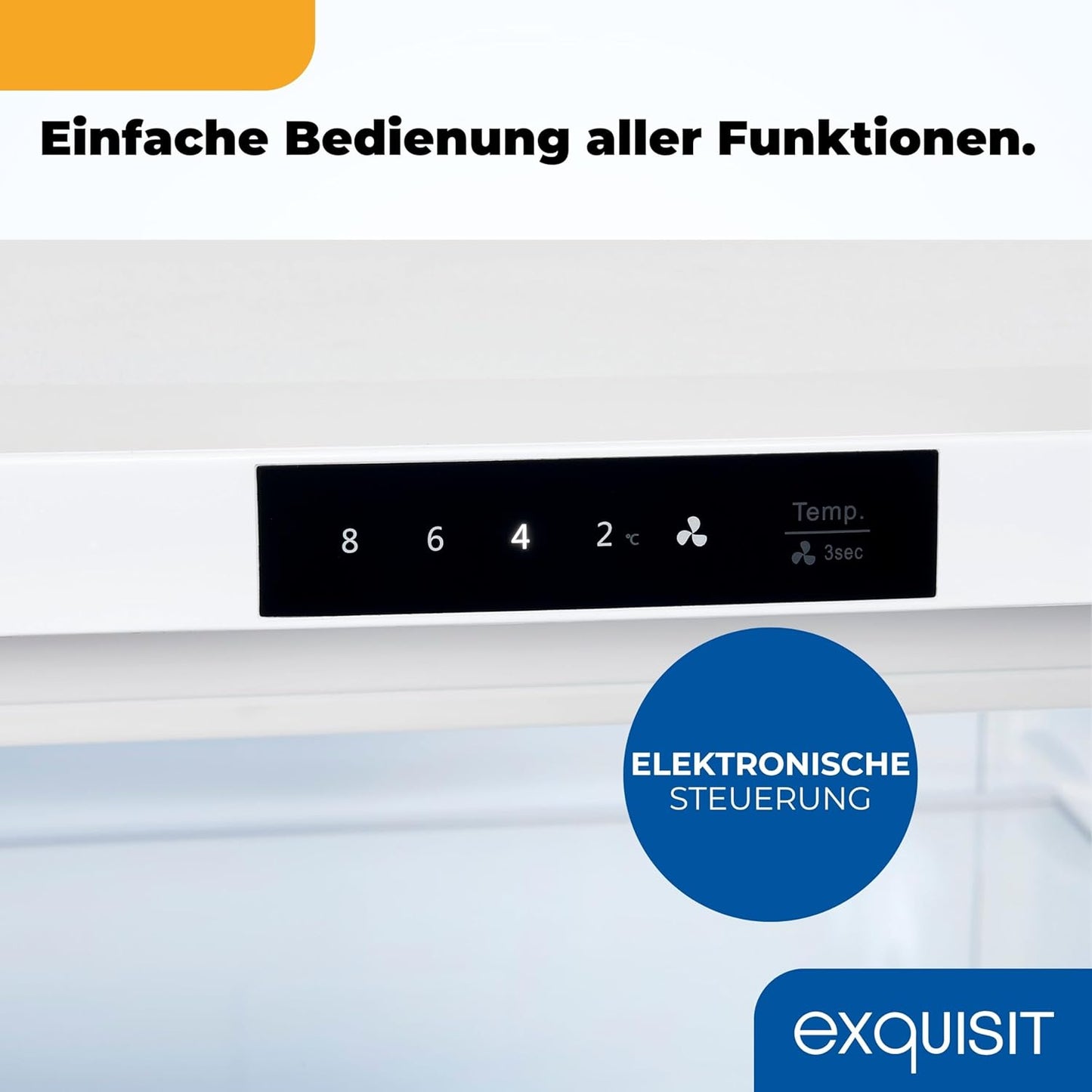 Exquisit KS516-V-HE-011D Fridge without Freezer, 134 Litres, Electronic Control, Quick Cooling, Alarm Function, Full Room Refrigerator, 55 cm Width, White