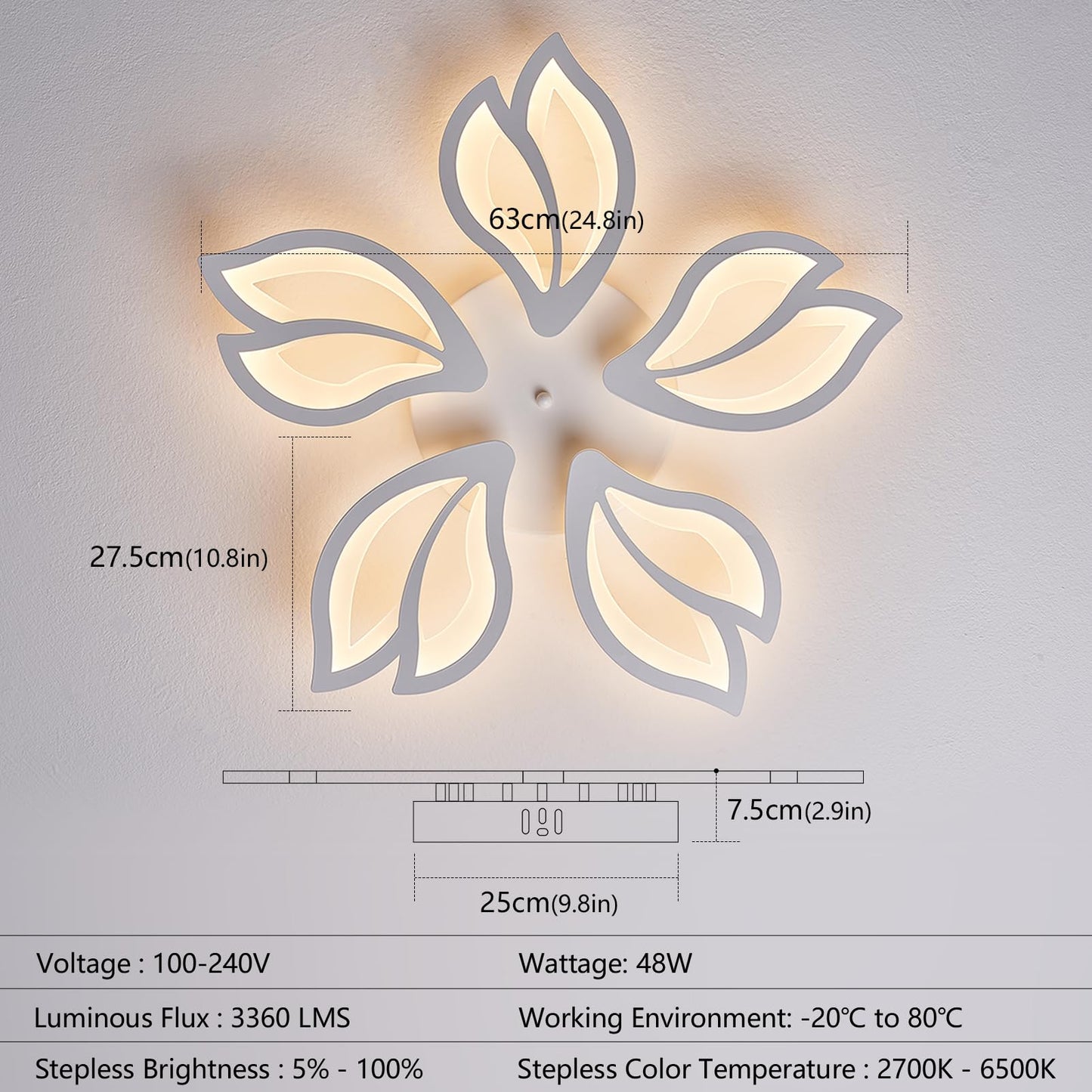 SUCIKORIO LED Deckenleuchte Dimmbar mit Fernbedienung, Modern LED Deckenlampe Rund Wohnzimmer 54W Wohnzimmerlampe 2700K-6500K Schlafzimmerlampe Decke mit APP für Schlafzimmer, Küche, Badezimmer, Flur