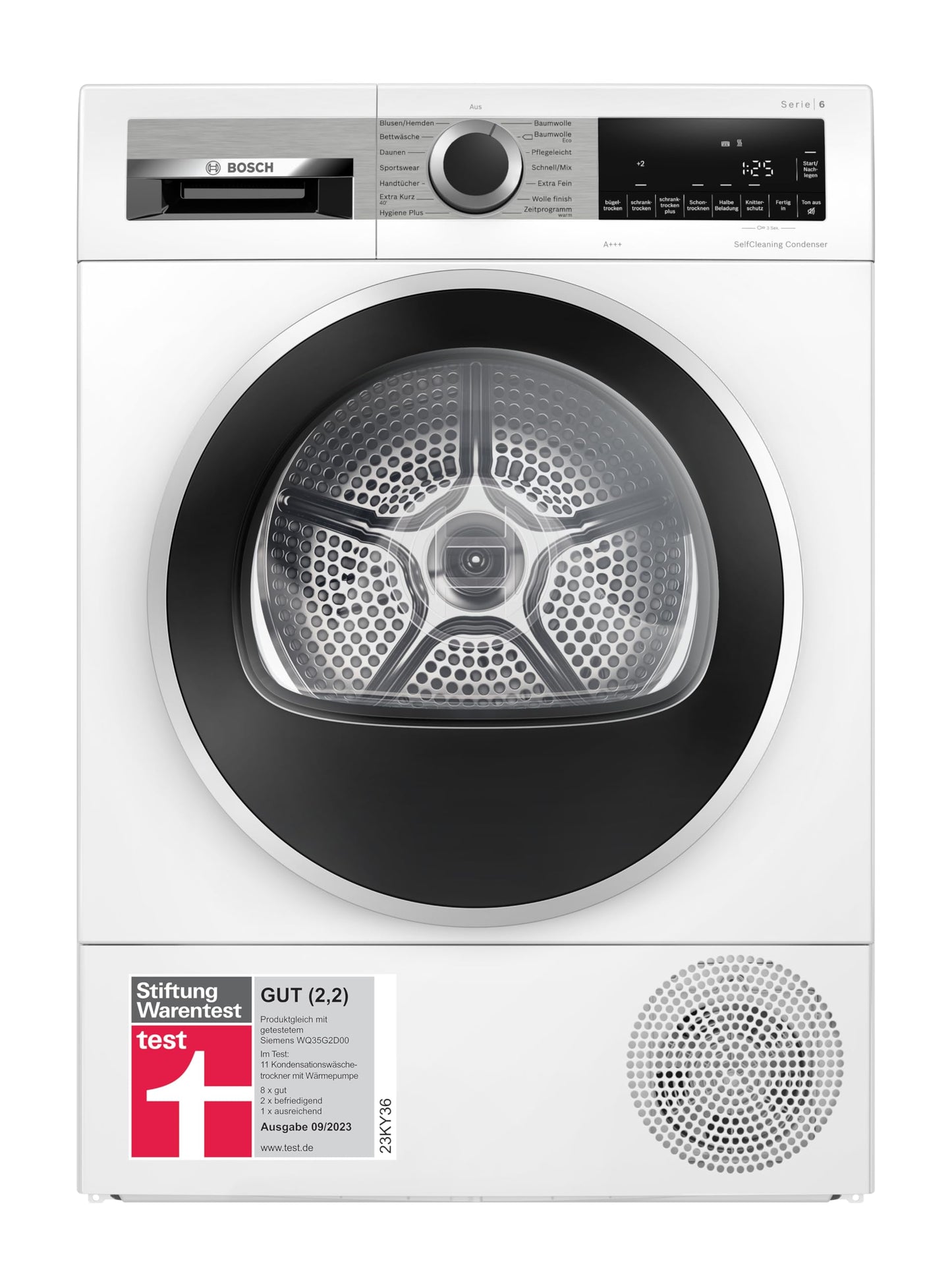 Bosch Series 6 WQG235D00 Heat Pump Dryer for 8 kg of Laundry, A+++, 176 kWh/Year, AutoDry, Anti Vibration Design, Sensitive Drying System, Environmentally Friendly Coolant, White