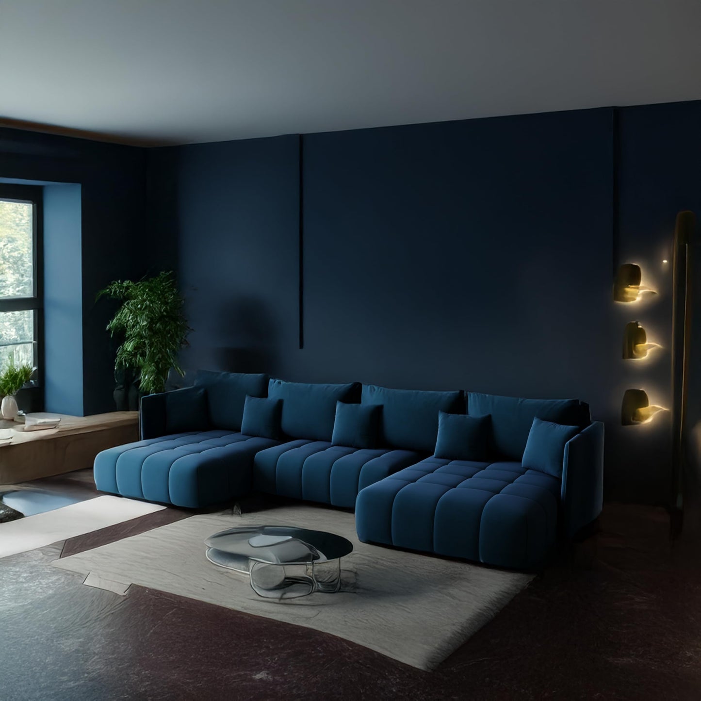 U-Shape Corner Sofa Gona U with Sleep Function - Large Sofa Bed 346 × 188 cm - Sofa with Bed Box - T30 Foam - Automatic Folding Function, Easily Extendable - Monolith 97 (Graphite)
