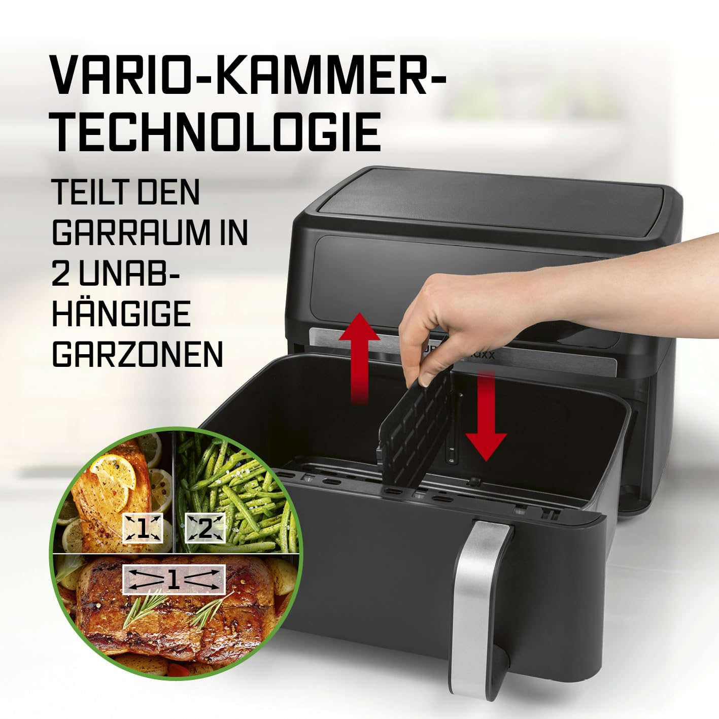 GOURMETmaxx Digitale Heißluftfritteuse 12 L, XXL-Edelstahl-Ofen | Airfryer + Timer, Touchdisplay, Drehspieß | fettarm, energiesparend frittieren | 10 Programme inkl. Pizza | 1800 W