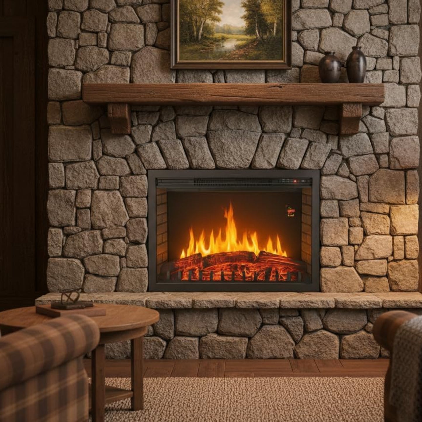 CHEMIN'ARTE Electric Fireplace XL - Electric 2-in-1 Standing or Built-in Fireplace Flame Effect LED Electric Heater 2000 W Fireplace with Remote Control, Start Control, Thermostat Black - 76 x 23 x 54