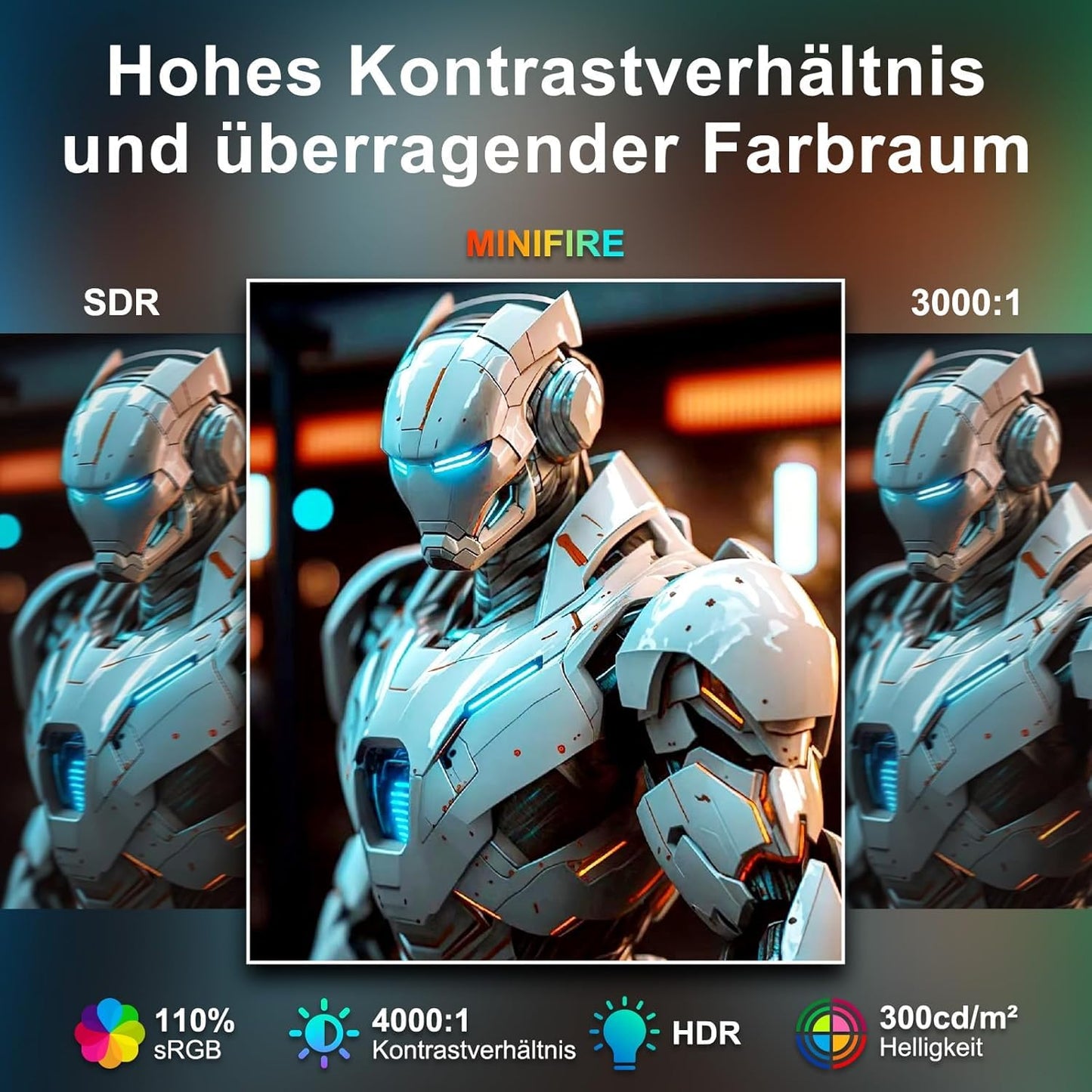 Minifire Curved Monitor 27 Inch 100Hz, PC Screen with Speaker -1500R FHD (1920 x 1080p) VA Panel, MPRT 1ms, sRGB110%, Less Blue Light, HDMI 1.4, Type-C 2.5W, Supports VESA - Black