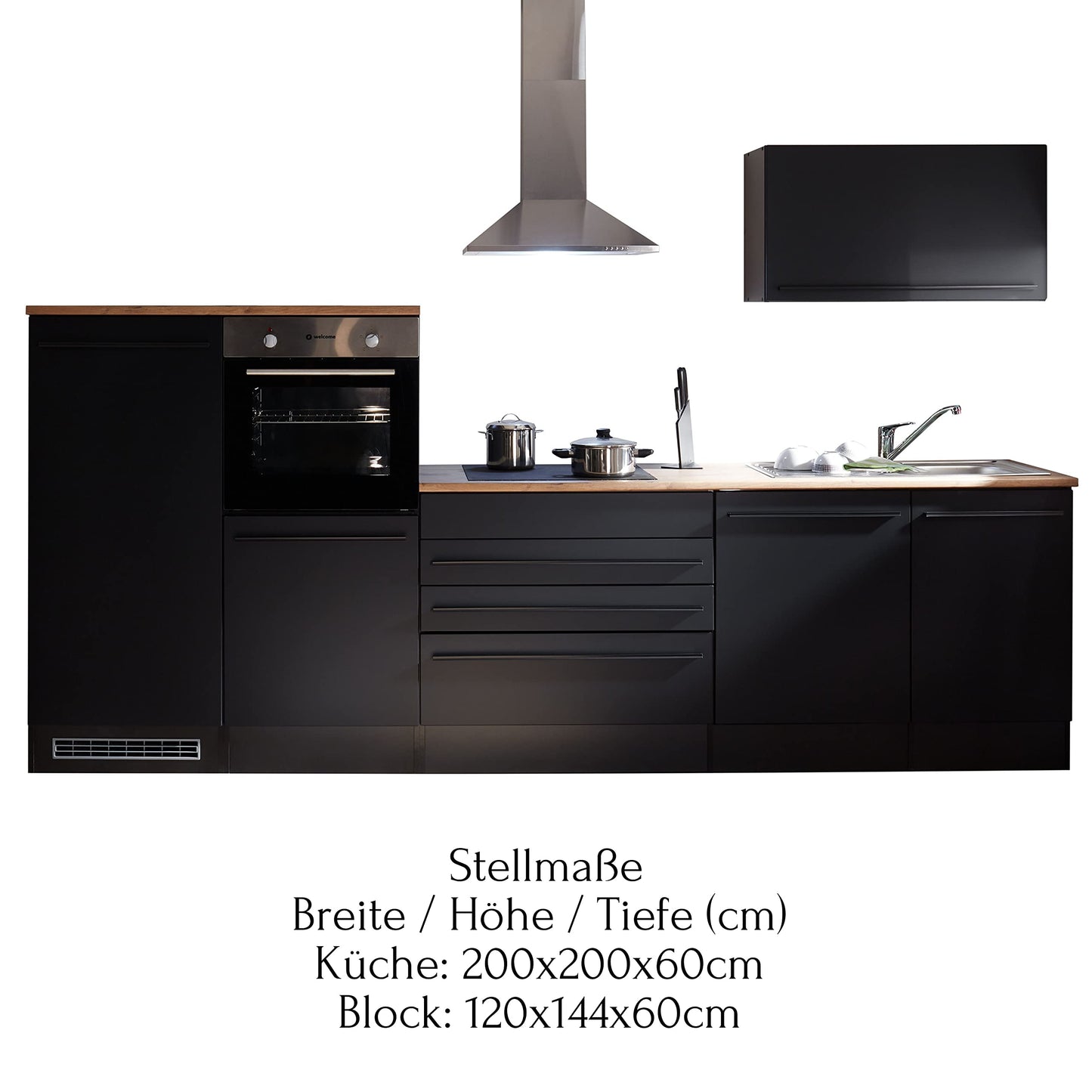 Jazz 84-129-18 Kitchen Unit without Appliances Approx. 320 x 200 x 60 cm Black