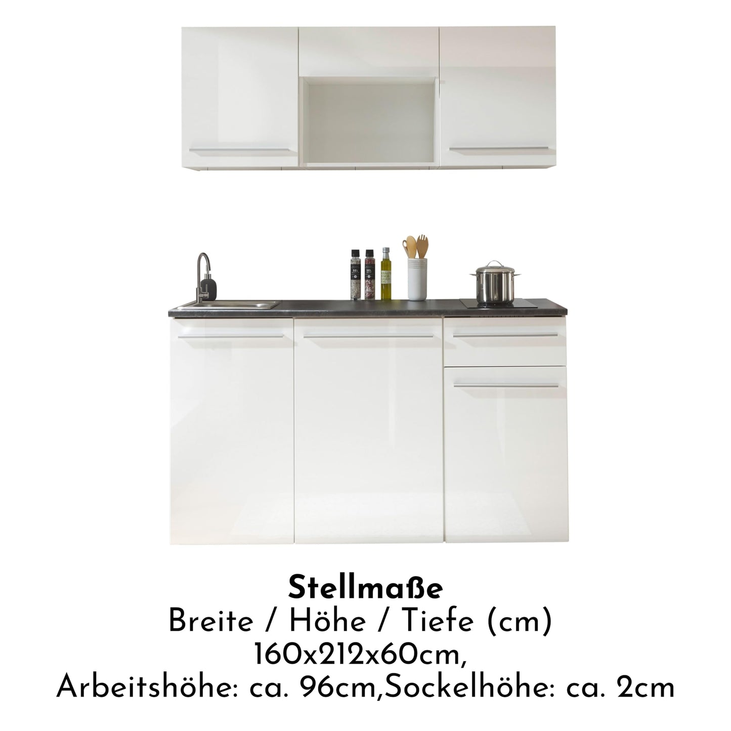 Jazz 84-240-Y6 Single Kitchen Unit Black / Artisan Oak Approx. 160 x 212 x 60 cm