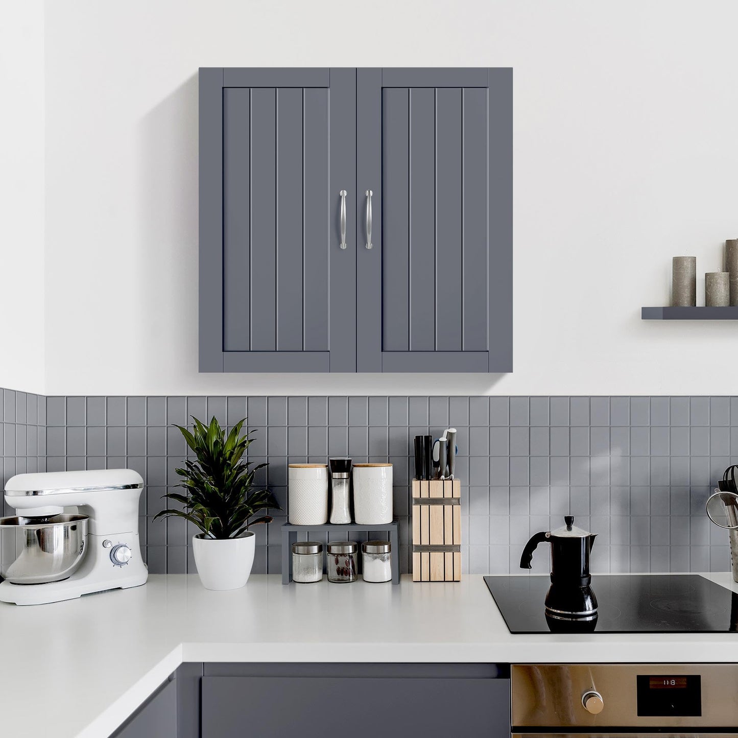 Yaheetech Bathroom Cabinet Wall Cabinet with 3 Doors Bathroom Cabinet Wall Shelf Kitchen Cabinet with Height-Adjustable Shelf for Bathroom Kitchen Laundry Room 75 x 31 x 60 cm
