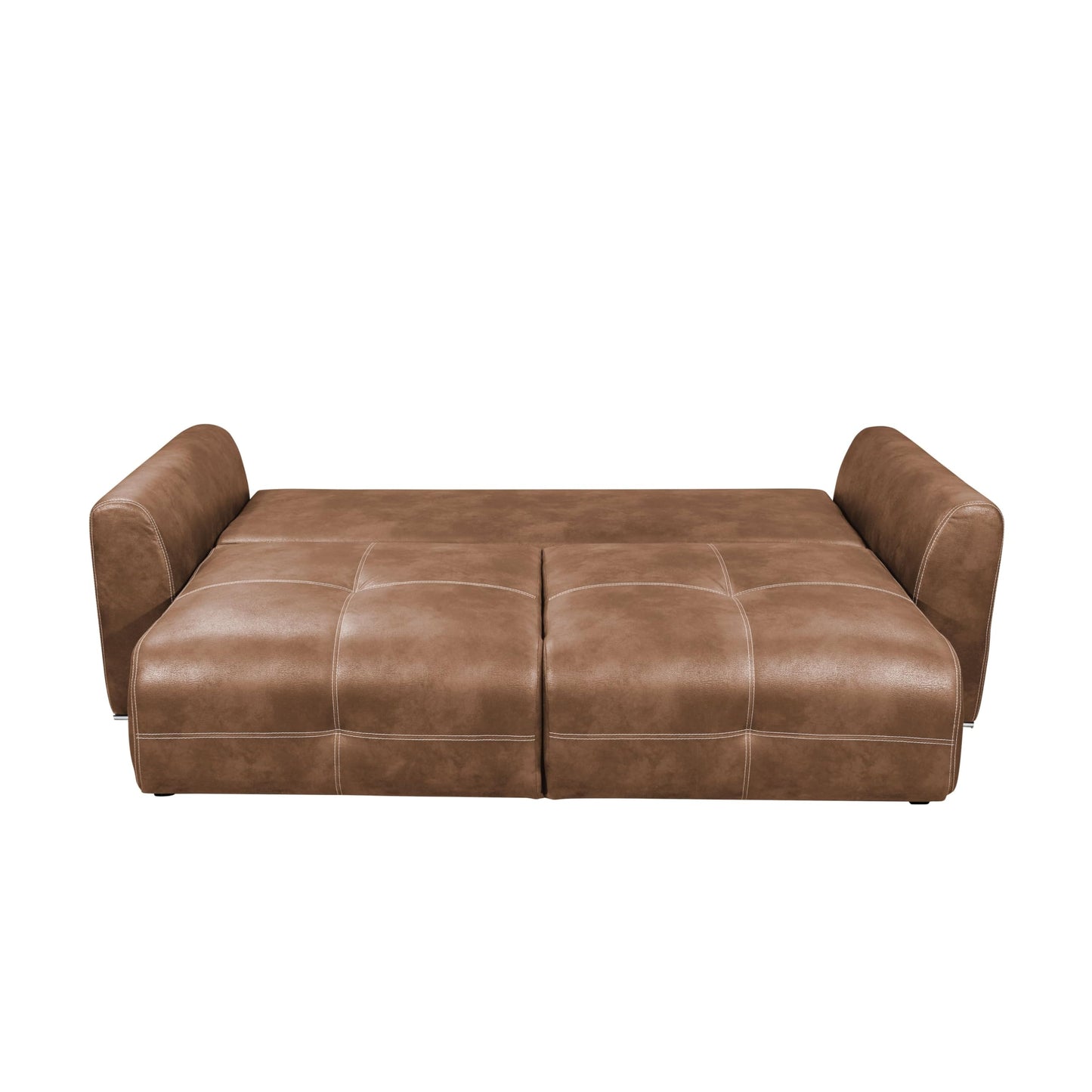 Dolan Comfortable Sofa Bed in Leather Look with Bed Box, Light Brown, Extendable Sofa with Sleep Function, 245 x 85 x 115 cm (W x H x D)
