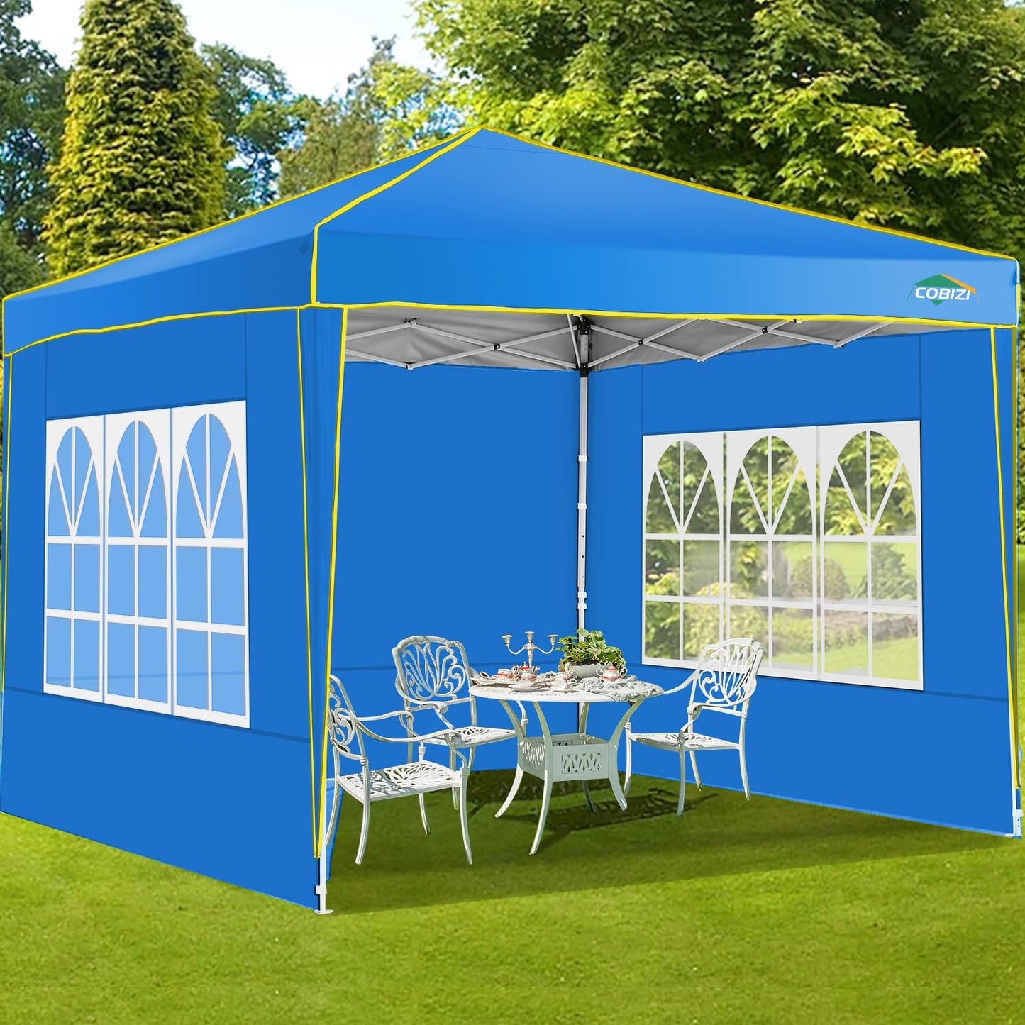 COBIZI Pavillon 3x6,Faltpavillon 3x6 Wasserdicht Stabil Winterfest, Sofort aufklappbare Vordächer Outdoor Gartenzelt mit 6 Seitenteilen, für Party Garten Festival, Weiß
