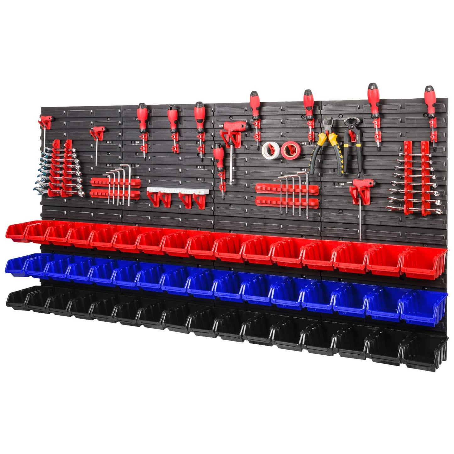 Storage System, 780 x 1152 mm, Stacking Boxes, Wall Shelf, 20 Holders, Storage Boxes, 44 Boxes, 5 Compartments