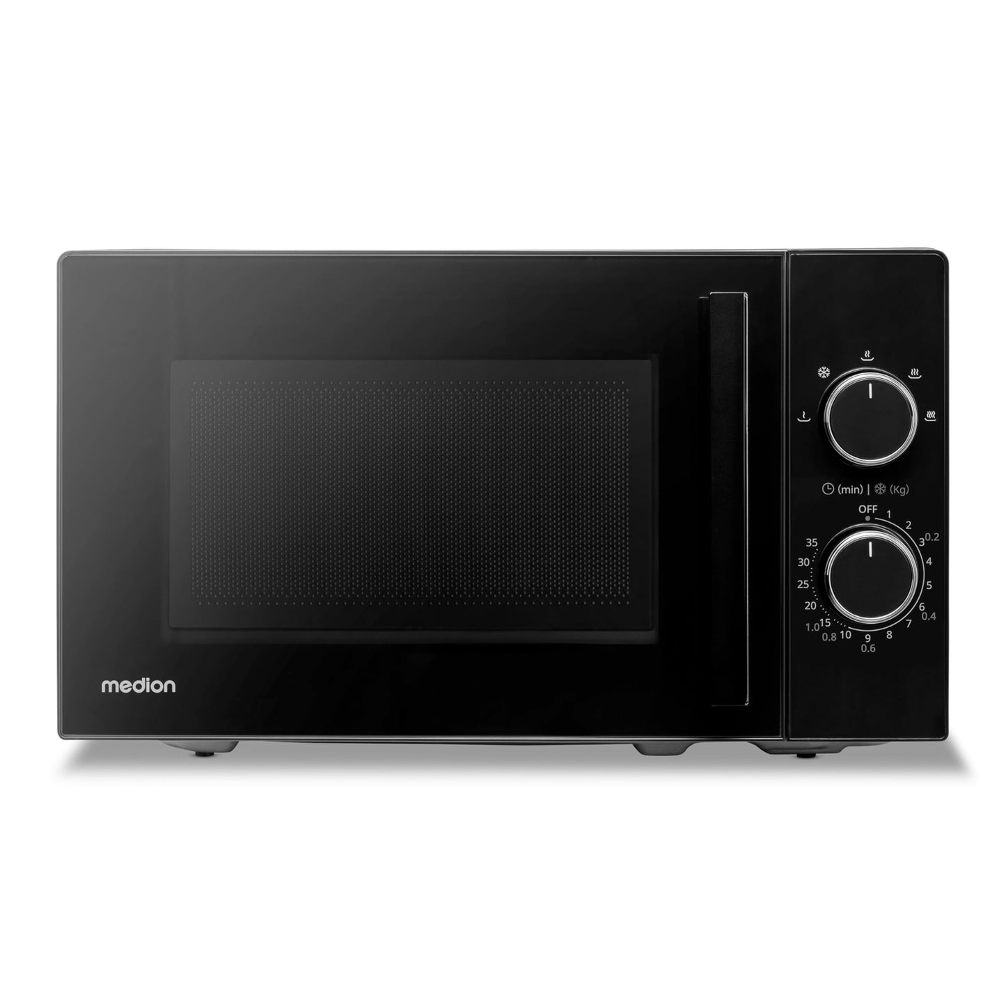 MEDION MD12011 Microwave (20 Litres, 800 Watt, 5 Microwave Levels, Defrost Function, Timer, Glass Plate, Compact, Black