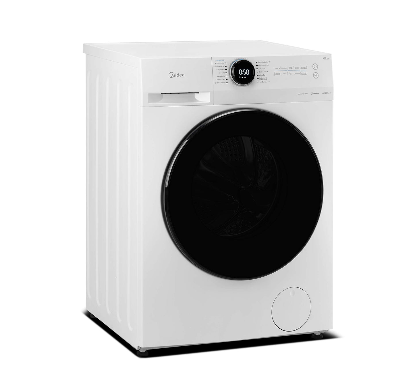 Midea MF10EW70BA10 Waschmaschine / 7kg / 1400 U/Min/EEK A-10%/Inverter Quattro Motor/Dampffunktion/Grosse Trommel/Nachlegefunktion/Kindersicherung/AquaStop, Weiß