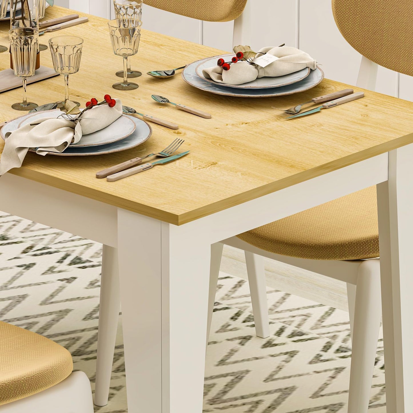 Homidea SHIMAL Dining Table for 4 People - Modern Kitchen Table with Sturdy Table Top - 120 x 72 x 73.8 cm - Dining Room Table for Kitchen & Living Room (White)