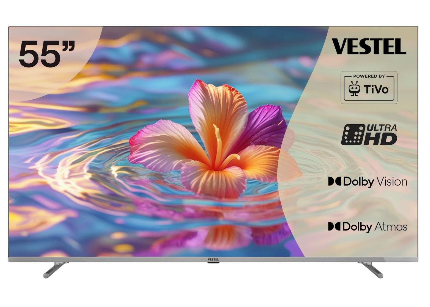 Vestel Fernseher 50 Zoll Smart TV Powered by TiVo, 4K UHD Fernseher mit Dolby Vision HDR, Dolby Atmos und integriertem Triple-Tuner, LED TV 50UT9740 schwarz