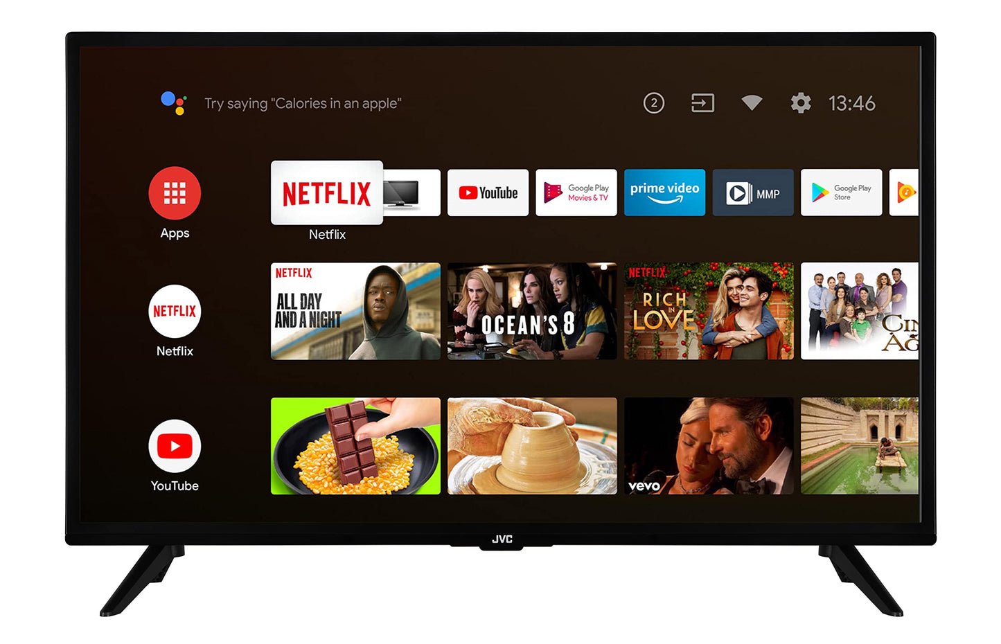 JVC 32 Zoll Fernseher Android TV (HD-Ready Smart TV, HDR, Triple-Tuner, Google Play Store) LT-32VAH3355