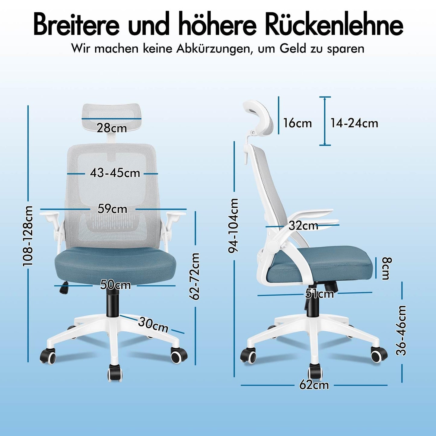 ALFORDSON Ergonomic Office Desk Chair, Computer Chair with Dynamic Lumbar Support, Tilting Swivel Chair with Flip Up Armrest, Black
