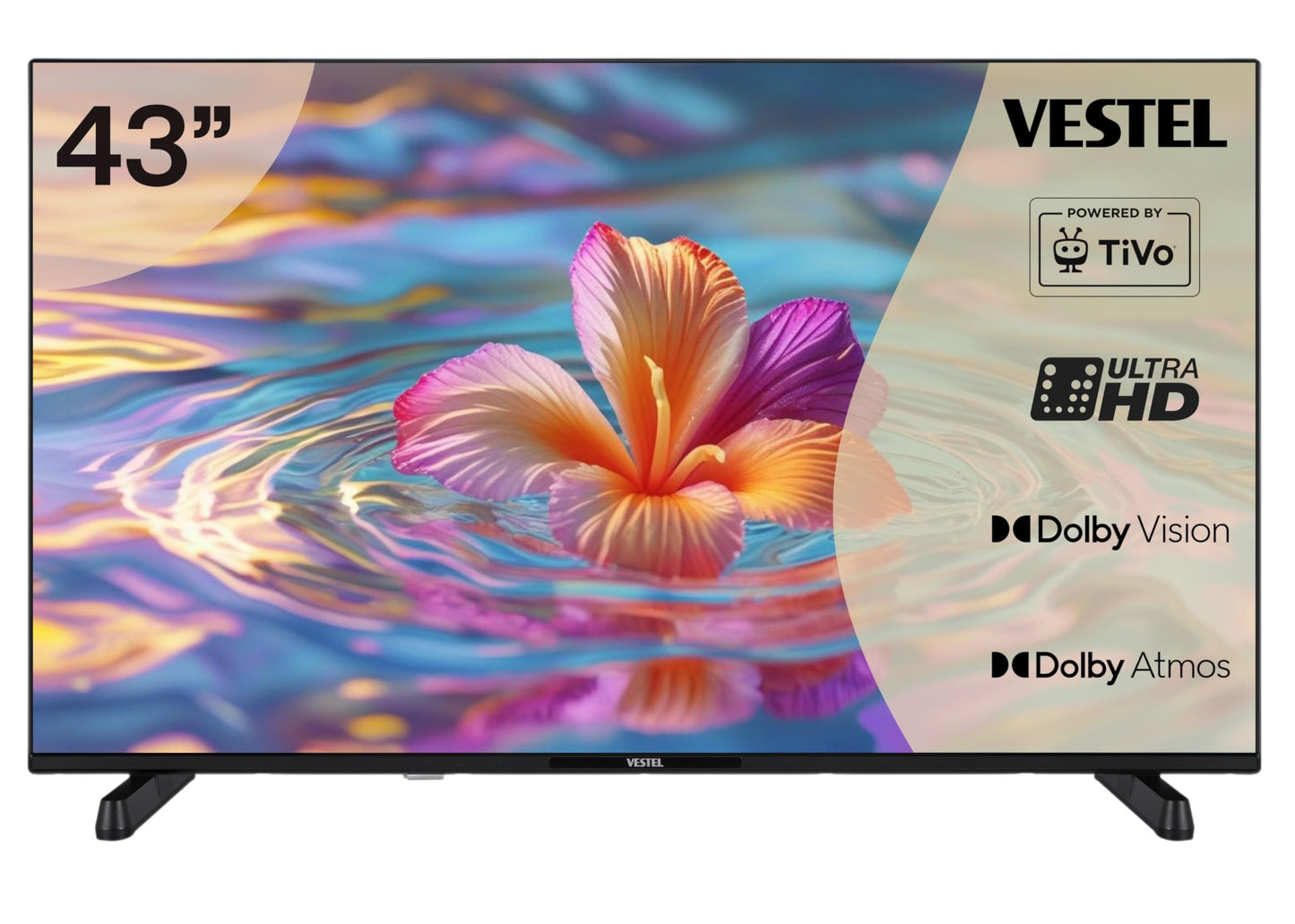Vestel Fernseher 50 Zoll Smart TV Powered by TiVo, 4K UHD Fernseher mit Dolby Vision HDR, Dolby Atmos und integriertem Triple-Tuner, LED TV 50UT9740 schwarz