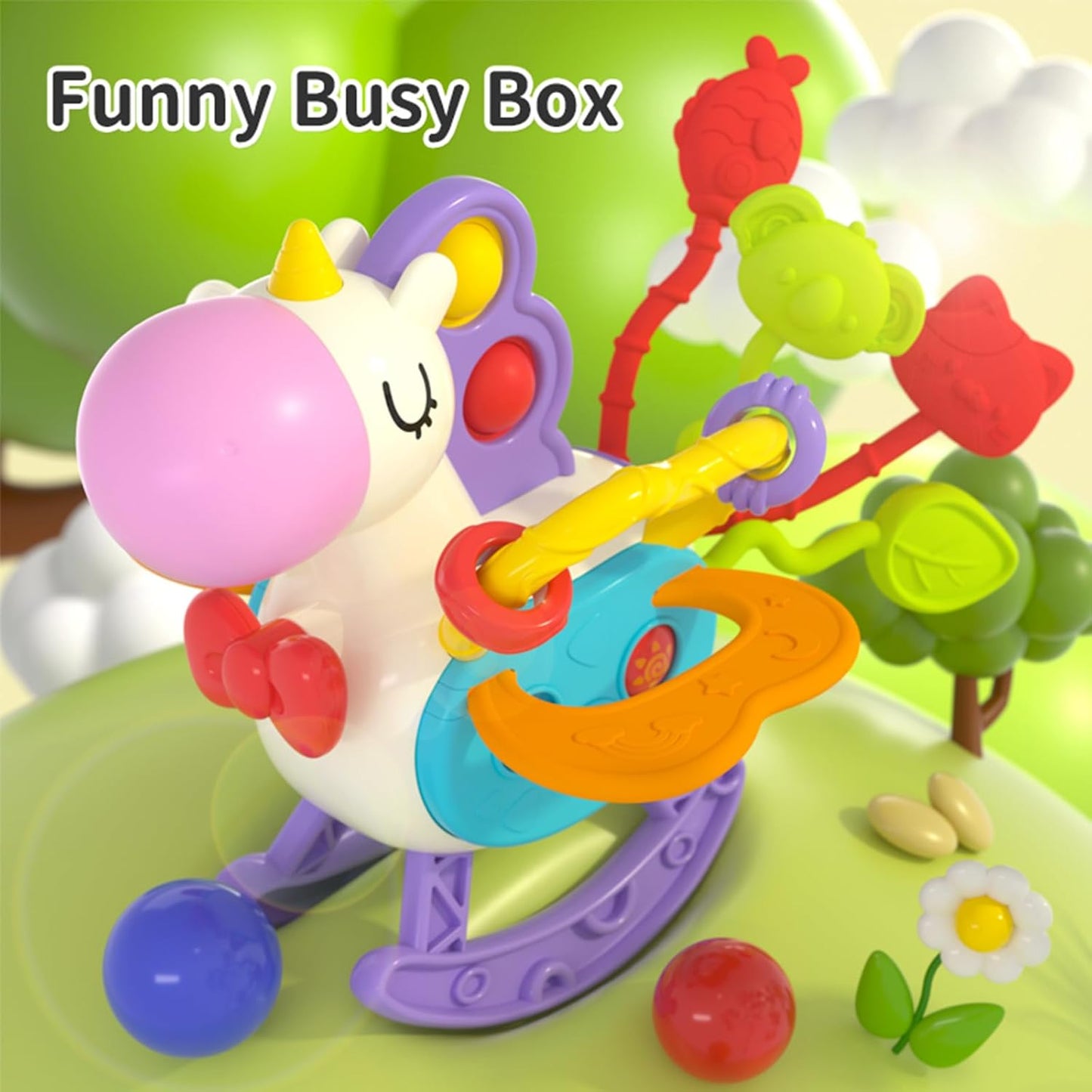 Busy Activity Montessori Toy for Fine Motor Skills from 12 Months Preschool Learning Gift 3D Toy Activity Baby Montessori Toy for Toddlers 1-3 Gift