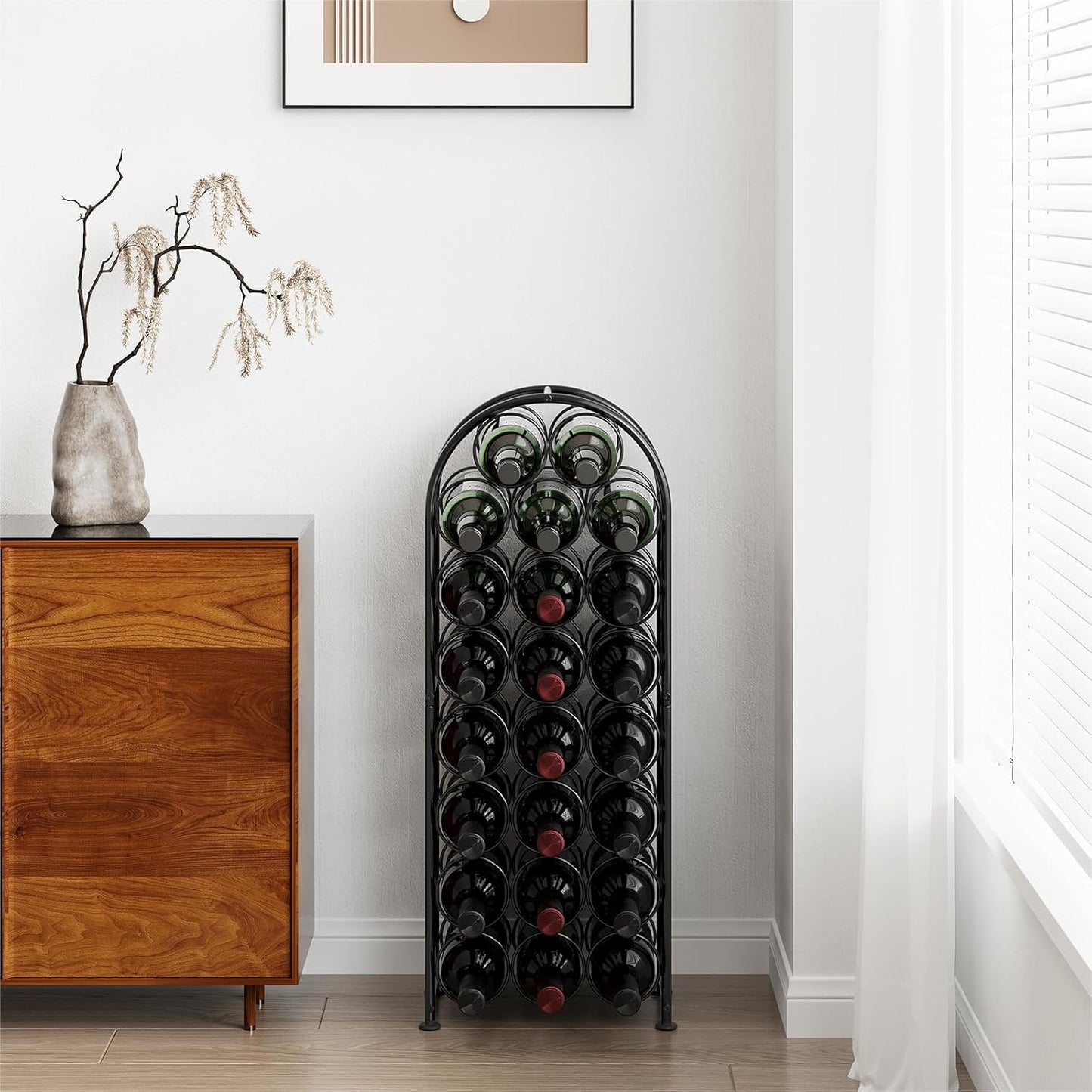 EasyPAG Metal 23 Bottles Wine Rack Freestanding Wine Holder Wine Rack Wine Holder Wine Storage Shelf Drinks Rack Floor Standing for Kitchen, Black