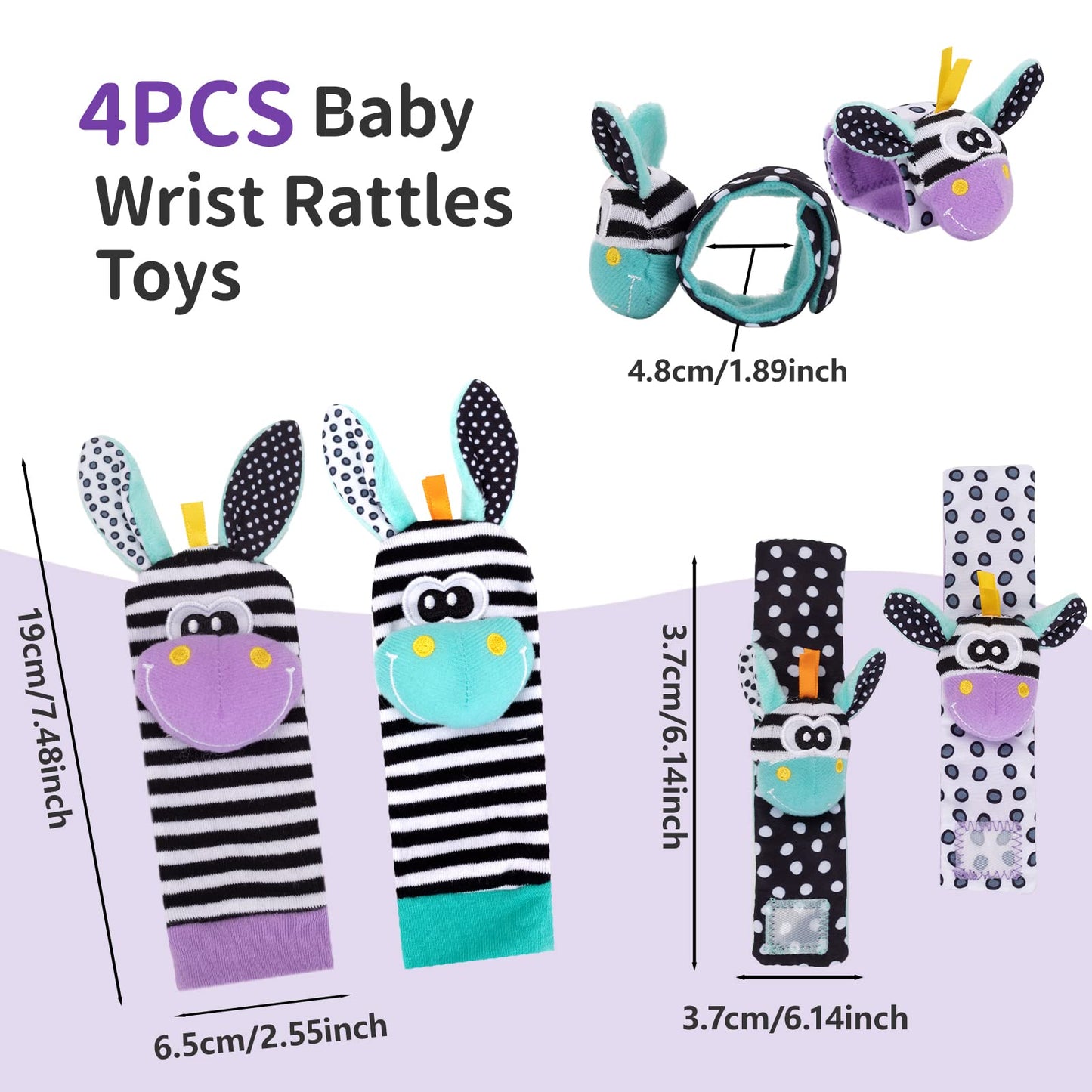 Accevo Baby Wrist Rattles & Rattles Socks Baby Cuddly Toys Early Learning Toy for Toddlers Newborn Baby Gifts Toy for Babies Baby Shower Gift 0-12 Months