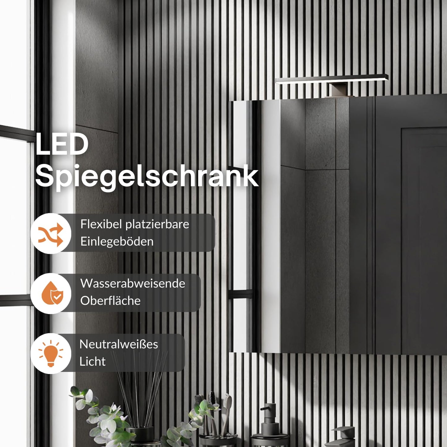 Planetmöbel EDA 80 cm Vanity Unit, Vanity Unit, Bathroom Cabinet for Guest Toilet and Bathroom, Anthracite/Gold Oak